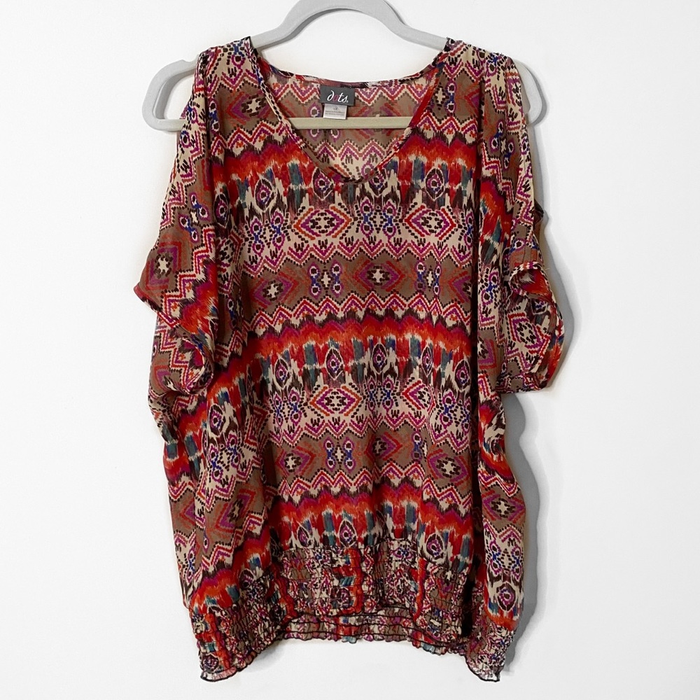 Aztec Print Cold Shoulder Top